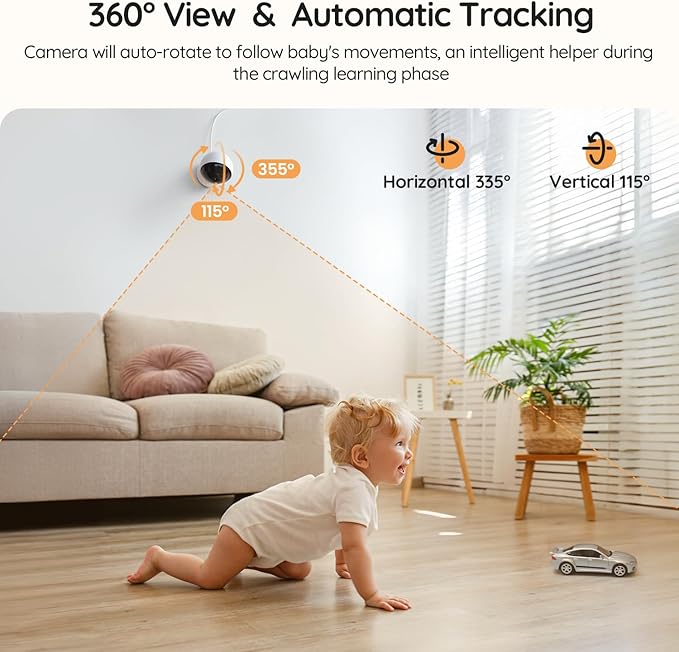 BOIFUN 5.5" AI 4MP Baby Monitor Pro Max: App (Wi-Fi) and Monitor (No Wi-Fi) Control, Upgrade AI Detection (Tummy Sleeping & Face Area), Colorful Night Light, 360° Camera, Motion & Sound Detection