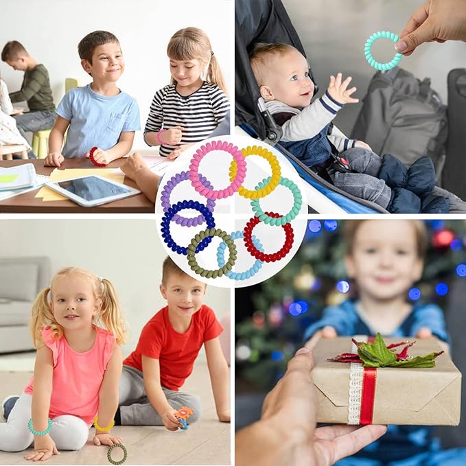 Sensory Chew Bracelets for Boys and Girls, 8 Pack Stretchy Coil Bracelet Fidget Toys for Kids with Autism ADHD SPD or Special Needs, Oral Motor Aids Jewelry Reduce Teething Biting and Anxiety