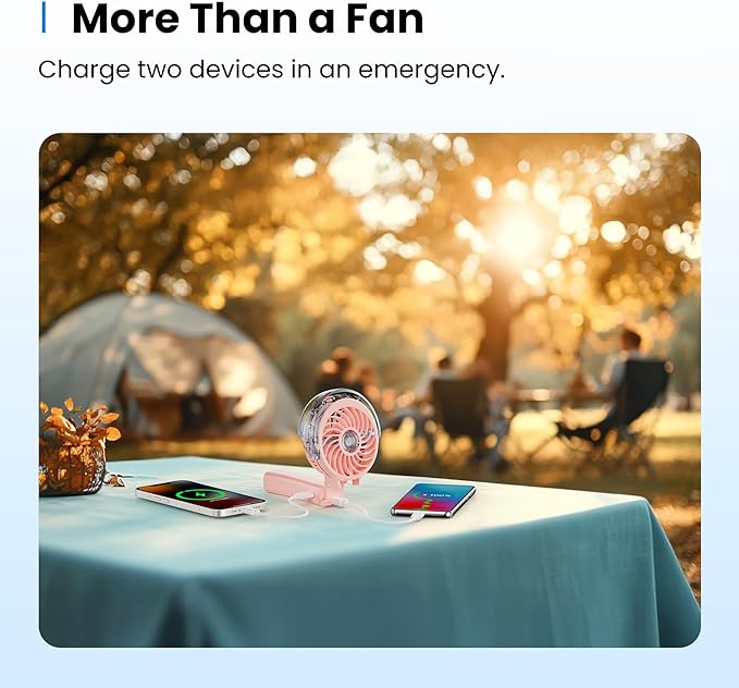 KIBEE Portable Misting Fan - 4000mAh Rechargeable, 50ml Water Tank, Foldable 180° Handheld Fan with Mist Spray, 3-Speed Personal, Portable Charger for Travel, Outdoors, Makeup & More(Pink)