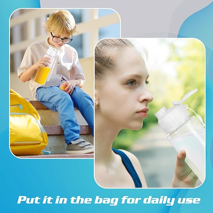 Olgaa 30 Pcs Water Bottles Bulk 17 oz Reusable Leak Portable Plastic Sports Drink Water Bottles with Handle Strap for Cycling Camping Hiking Gym Yoga (White 30Pack)