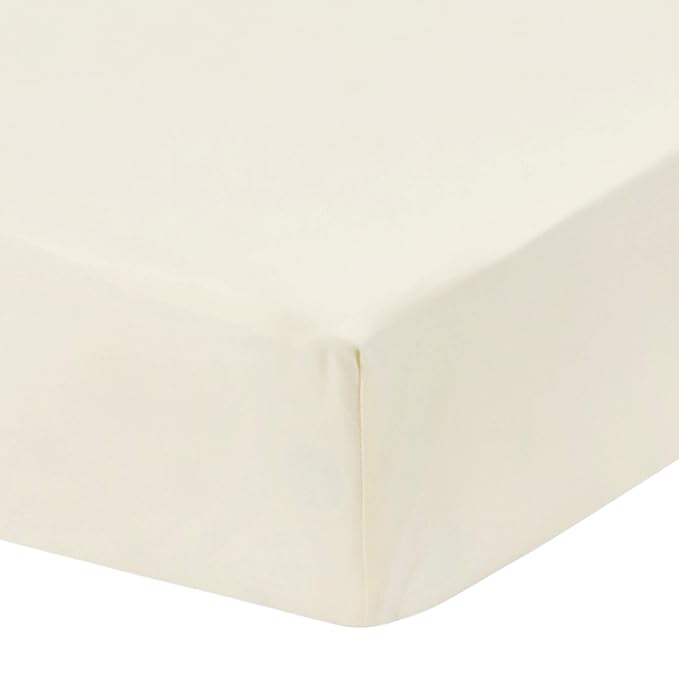 Everyday Kids 2-Pack Fitted Crib Sheets, 100% Soft Breathable Microfiber Baby Sheet, Fits Standard Size Crib Mattress 28in x 52in, White Nursery Sheet and Beige Nursery Sheet