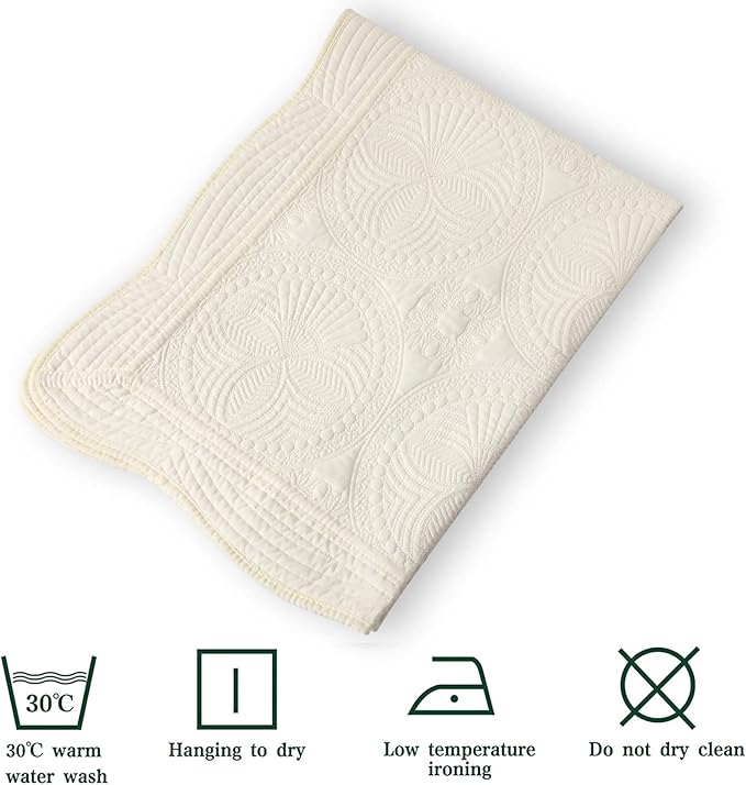 MONOBLANKS Baby Quilt Personlized Monogram Lightweight Embossed Scalloped Throw Blanket Four Seasons (Light Yellow)