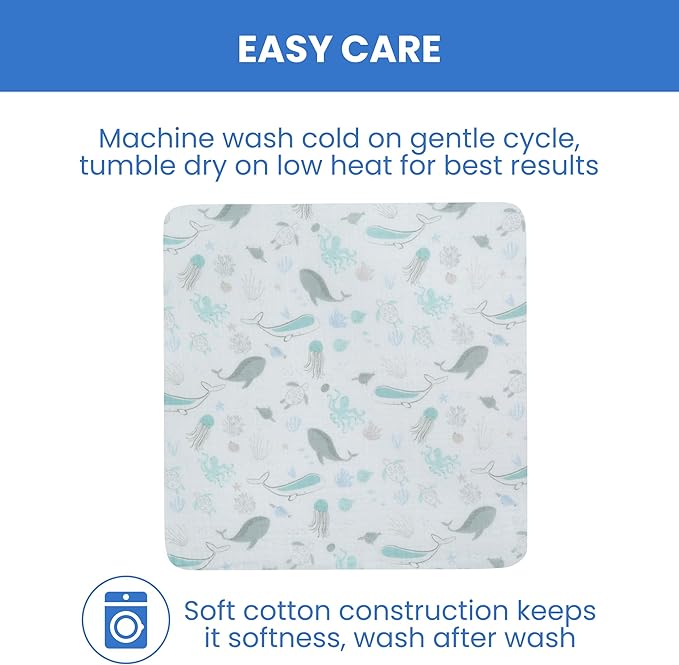 Delta Children Fitted Crib Sheets for Girls and Boys - 100% Organic Cotton Crib Sheet for Standard Crib and Toddler Mattresses - 28x52 Inch- GOTS Certified (Pack of 2), Sea Life