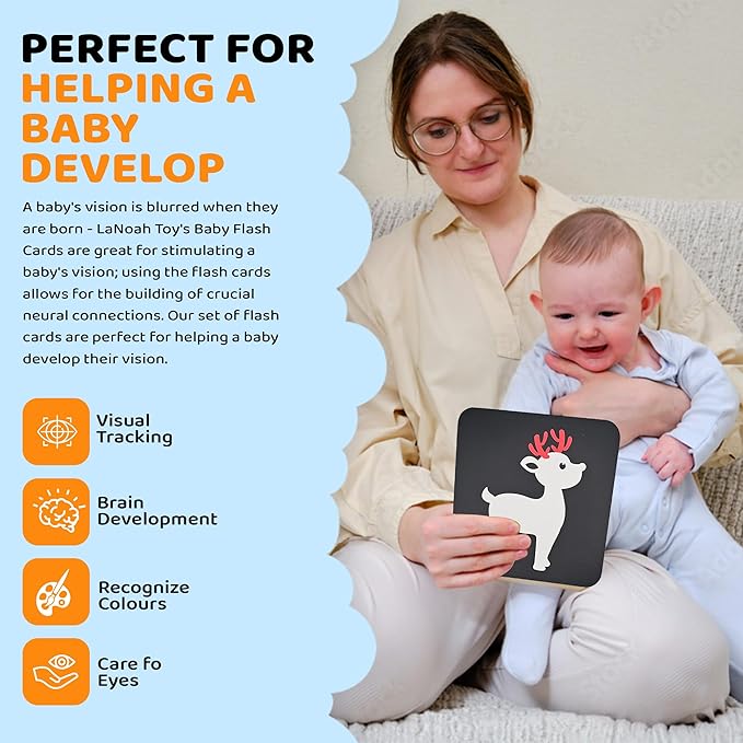 Baby Flash Cards: High Contrast Visuals for Babies - 4 Sets of Visual Stimulation Cards for Each Stage of Development. 80 Cards in Complete Set. Baby Essentials for Your Einstein.