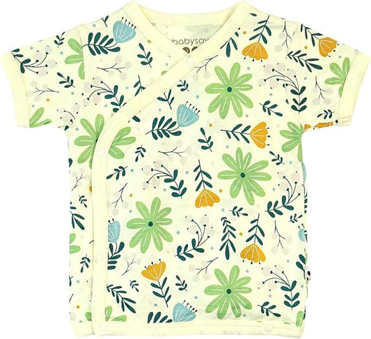 Babysoy Unisex Baby Short Sleeve Wrap Around Kimono Tee Shirt