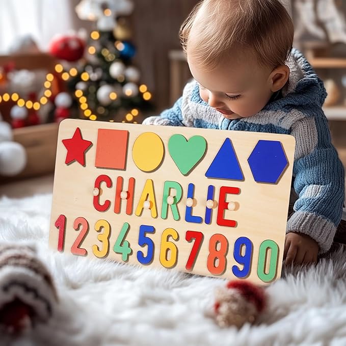 Name Puzzle for Kids Personalized, Custom Baby First Birthday Easter Gift, Montessori Learning Toddler Toy for Boy Girl, Alphabet Puzzle