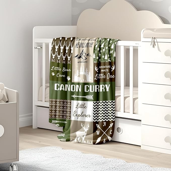 Ship Next Day, Personalized Baby Blanket for Boys Girls - Printed in USA, Custom Baby Blanket with Name Super Soft Plush Flannel, Easter Christmas Brithday Gifts for Baby Shower Kids Toddlers Newborn