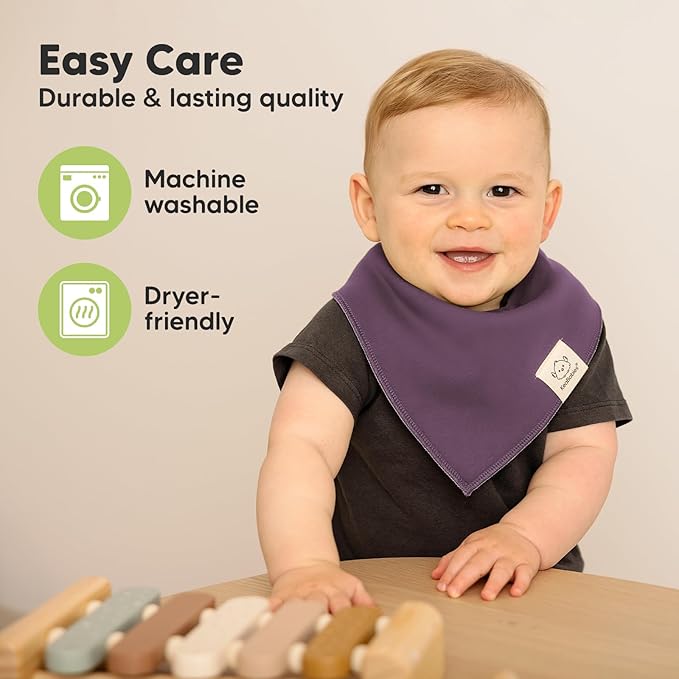 8-Pack Organic Baby Bandana Bibs for Boys, Girls - Super Absorbent Triangle Baby Bibs for Drooling and Teething Infant, 100% Cotton Extra Soft for Newborn, Infant 0-36 Months (Thunder)