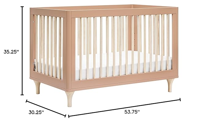 Babyletto Lolly 3-in-1 Convertible Baby Crib - GREENGUARD Gold Certified Convertible Crib to Toddler Bed & Daybed - Wooden Baby Bed, 4 Adjustable Heights - Easy to Assemble - Canyon/Washed Natural