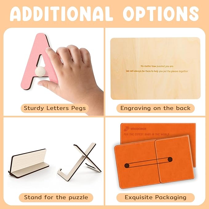 Name Puzzle for Kids Personalized, 1 Year Old Girl Boy Birthday Gifts Wooden Name Puzzle for Toddlers 1-3, Alphabet Puzzle Shape & Number Puzzle Personalized Baby Toys Educational Toys