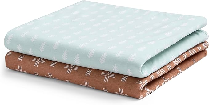 Delta Children 100% Organic Jersey Cotton Baby Receiving Blankets for Girls and Boys – 30x40 Inches - GOTS Certified (Pack of 2), Neutral Boho