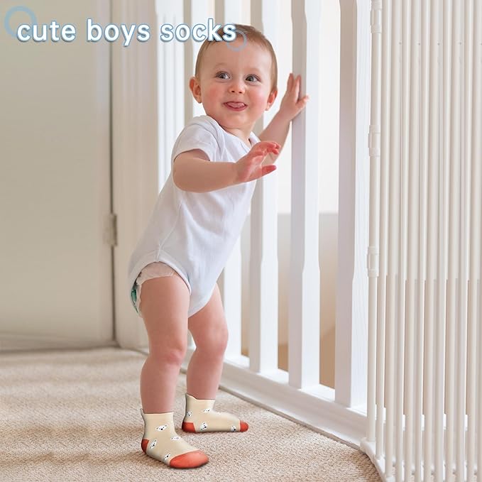 Tphon Toddler Baby Non Slip Ankle Socks with Grippers Kids Boys Girls Socks 12 Pairs for 0-7 Years Infant Children