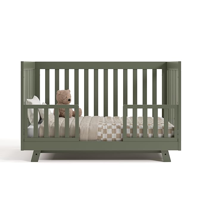 Storkcraft Beckett Grow-with-Me Convertible Crib (Olive) – GREENGUARD Gold Certified, Converts to Toddler Bed & Daybed, Fits Standard Crib Mattress, Easy-to-Assemble