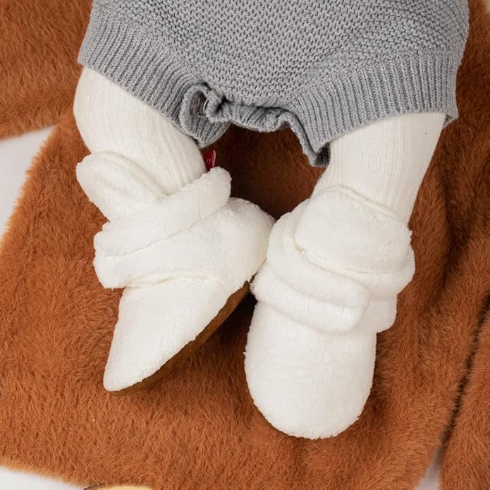 Sawimlgy Newborn Infant Baby Girl Boy Cotton Booties Stay On Sock Slippers Soft Bedroom Shoes Non-Skid Ankle Boots With Grippers Toddler Crib Warm Shoe First Walker Birthday Shower