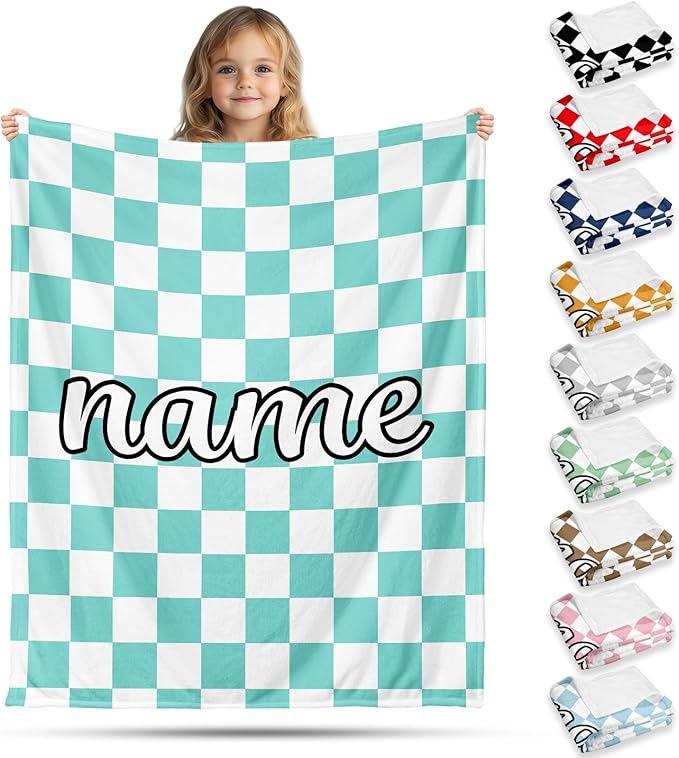 Ship Next Day, Personalized Baby Blanket for Boys Girls - Printed in USA, Custom Baby Blanket with Name Super Soft Plush Flannel, Easter Christmas Brithday Gifts for Baby Shower Kids Toddlers Newborn