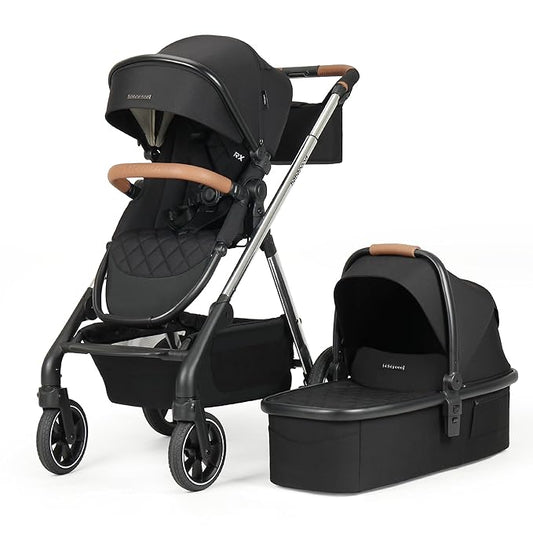 Beberoad Love RX 3-in-1 Baby Stroller with Bassinet, Toddler Stroller, Foldable Newborn Infant Stroller with Organizer, Rain Cover, Sunshade & Mosquito 2 in 1 Cover, Large Storage Basket