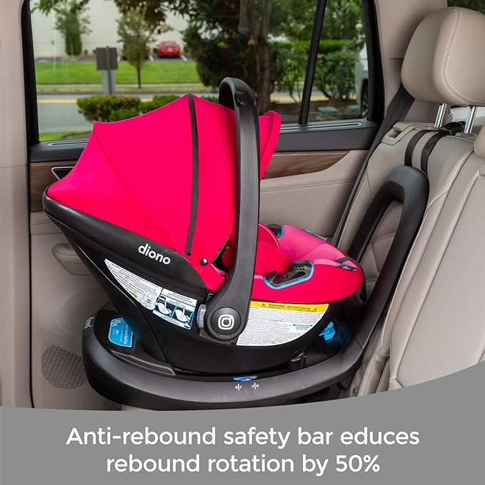 Diono LiteClik30 RXT SafePlus Infant Car Seat and Base, Rear-Facing for Infants 4-30lbs, SafePlus Engineering, with Infant Insert, UPF 50+ Sunshade (Pink Cotton Candy)