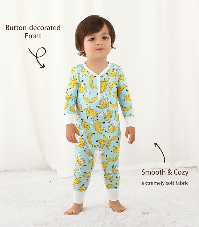 Baby Boys Girls Romper-Viscose Made from Bamboo, Long Sleeve Jumpsuits Soft Footless Rompers, Unisex