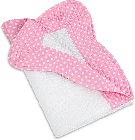 MONOBLANKS Baby Quilt Personlized Monogram Lightweight Embossed Scalloped Throw Blanket Four Seasons (Hot Pink Polka Dots)