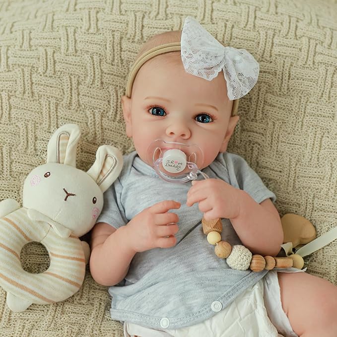 WOOROY Realistic Reborn Baby Dolls - 20 Inch Lifelike Silicone Baby Girl with Full Vinyl Body, Real Life Newborn Baby Doll Gifts Toy with Accessories for Kids 3+