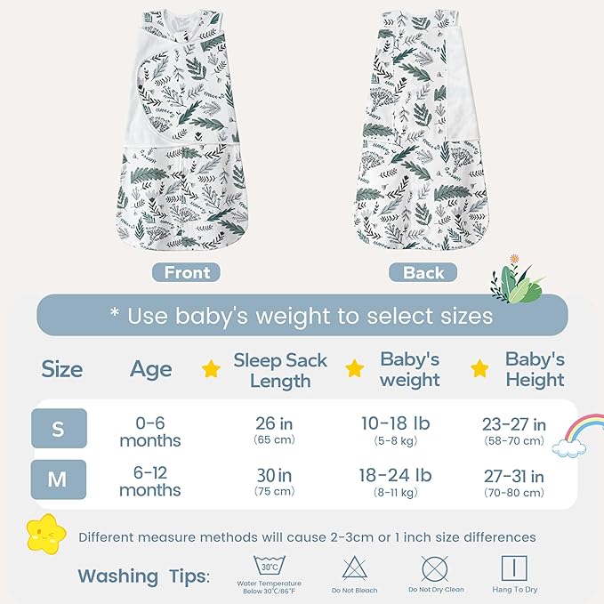 ZIGJOY Sleep Sack Swaddle 1.0 TOG Baby Wearable Blanket 100% Cotton Baby Swaddle Blanket for Newborns