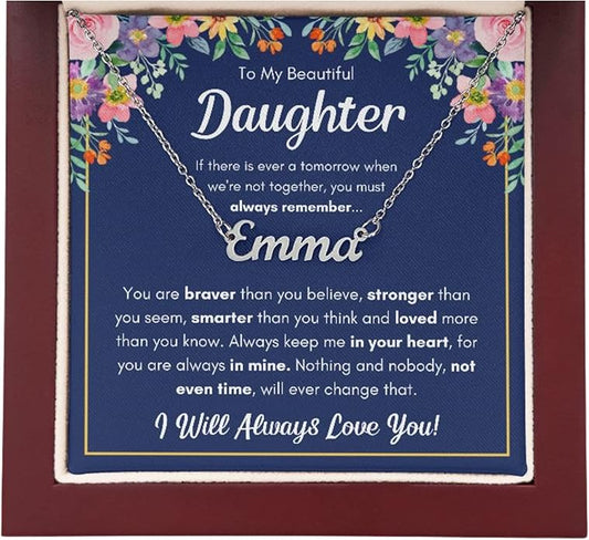 To My Beautiful Daughter Necklace from Mom & Dad | Cubic Zirconia Pendant with Heartfelt Message Card & Gift Box | Daughter Birthday, Graduation, Christmas Jewelry Gift from Parents