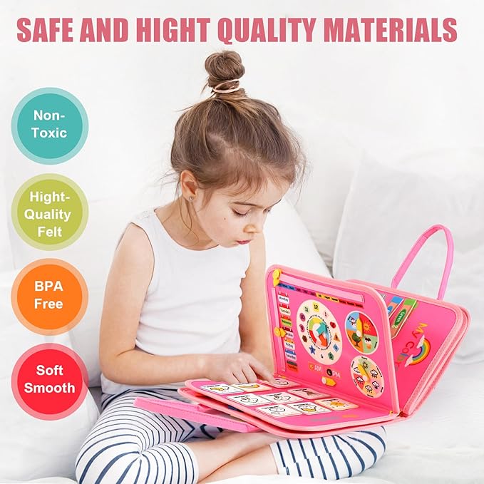 Hooku Busy Board for 1 Year Old, Montessori Toys for 2 Year Old, Baby Sensory Toy for Toddlers 1-3, Fine Motor Toy, Toddler Travel Toys, Toddler Learning Activities,Birthday Gifts for Baby Boy Girl