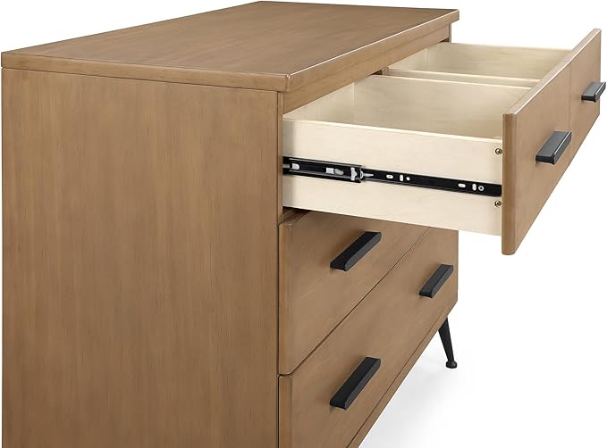 Delta Children Sloane 4 Drawer Dresser with Changing Top - Greenguard Gold Certified, Acorn/Matte Black