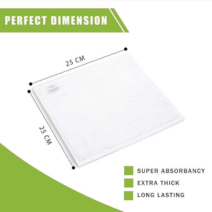 Jo Jo Jr. Bamboo Washcloths for Baby Face 6 Pack Soft Washcloths (10"x10" Regular) Soft Absorbent Small Face Towels - Reusable White Baby Wipes Gentle and Safe for All Skin Types Kids Essentials