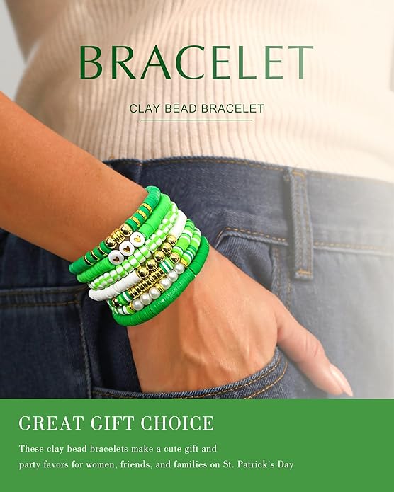 Friendship Bracelets Trendy Heishi Clay Bead Bracelets Stack Gold Beaded Stretch Bracelets for Women Boho Stackable Bracelets Bulk Cute Preppy Jewelry