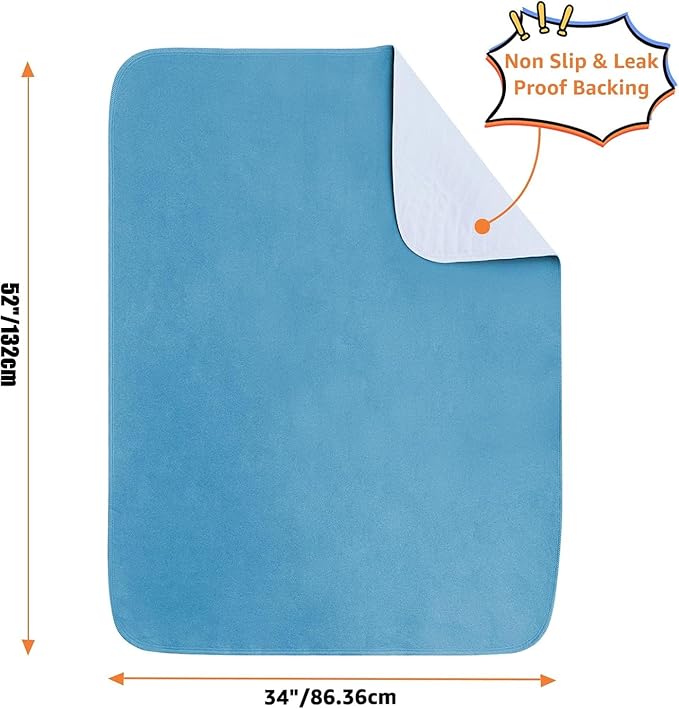 Bed Pad Washable Waterproof，Washable Underpads Incontinence Pads for Kids,Adults,Elderly,Pets,Liquid Absorption Reusable Bedwetting - Waterproof Protective Pad for Bed,Sofa (1 Pack - 34x52)