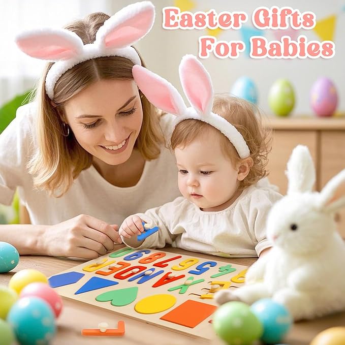 Wooden Name Puzzle for Kids Personalized, Easter Gifts for Toddlers, Baby Easter Basket Stuffers, 1st Birthday Gifts, Early Learning Toys for Baby Boy or Girl, Educational Toys Wooden Toddler Puzzles