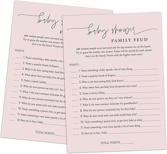 Baby Shower Family Feud Game - Pack of 30 Game Cards 1 Answer Key, Baby Shower Game for Boy & Girl, Gender Neutral Baby Shower Decorations, Baby Feud Game Supplies-06A-Indipink