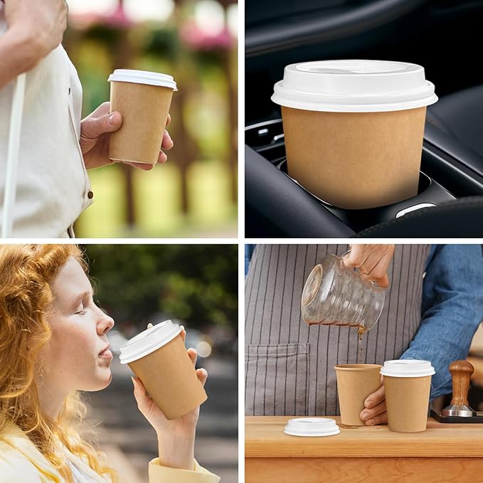 240 Pack Coffee Cup Lids, Disposable Coffee Lid, Leak Proof Plastic Lids for 10, 12, 16, 20, 24 oz Paper Cups, Hot Cup Lid 3.54 Inches/90 mm Diameter