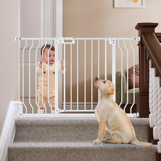 Mom's Choice GROWNSY Baby Gate, 29.5"-53" Auto-Close Dog Gate for Stairs & Doorways, Pressure-Mounted Easy Install Baby Gate - No Drill, Anti-Trip, Walk Through, Safe & Durable