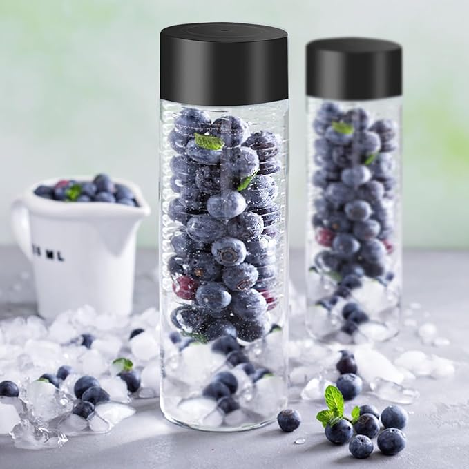 48 Pcs Clear Plastic Bottles 12 oz Empty Sensory Bottles with Caps Leakproof Drink Container Plastic Juice Bottles Reusable Sensory Bottles for Crafts Classroom Party Supplies (Black Lid)