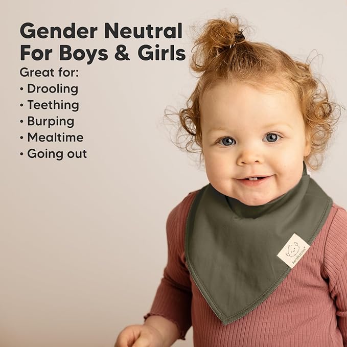 8-Pack Organic Baby Bandana Bibs for Boys, Girls - Super Absorbent Triangle Baby Bibs for Drooling and Teething Infant, 100% Cotton Extra Soft for Newborn, Infant 0-36 Months (Thunder)