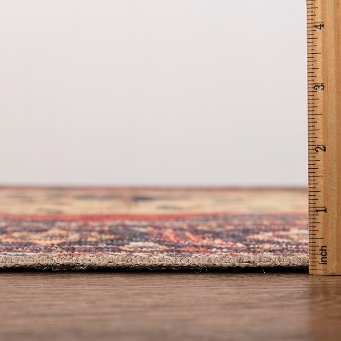 Keen Home Design 4x6 Rug - Machine Washable Area Rug with Non-Slip Backing, Ideal for Living Room, Dining Room, Bedroom - Vintage, Easy Clean, Durable, Low Pile Rug - (4' x 6')