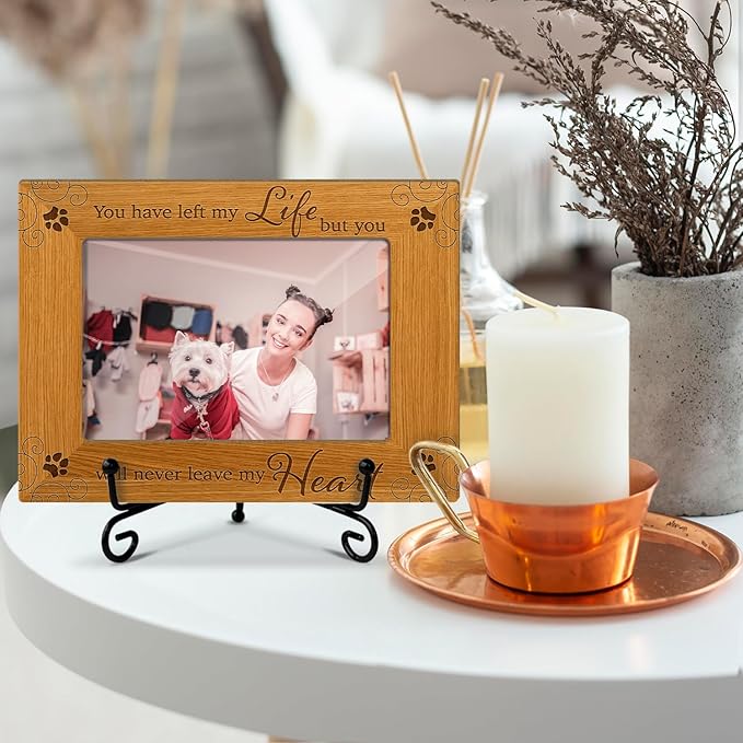 Memorial Picture Frame, Wooden Photo Frame with Stand, Memorial Picture Frame for Pet Owner Dog Mom Cat Mom, Home Office Desk Decor Photo Frame Tabletop Display -xk37