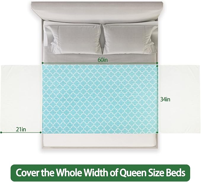 OUTCREATOR® Saddle Style Bed Pad with Tuck-in Sides, 34" x 60" Reusable Incontinence Underpad, Absorbent Waterproof Washable Quilted Tuckable Mattress Protector for Adults, Elderly, Kids, Pets (Green)