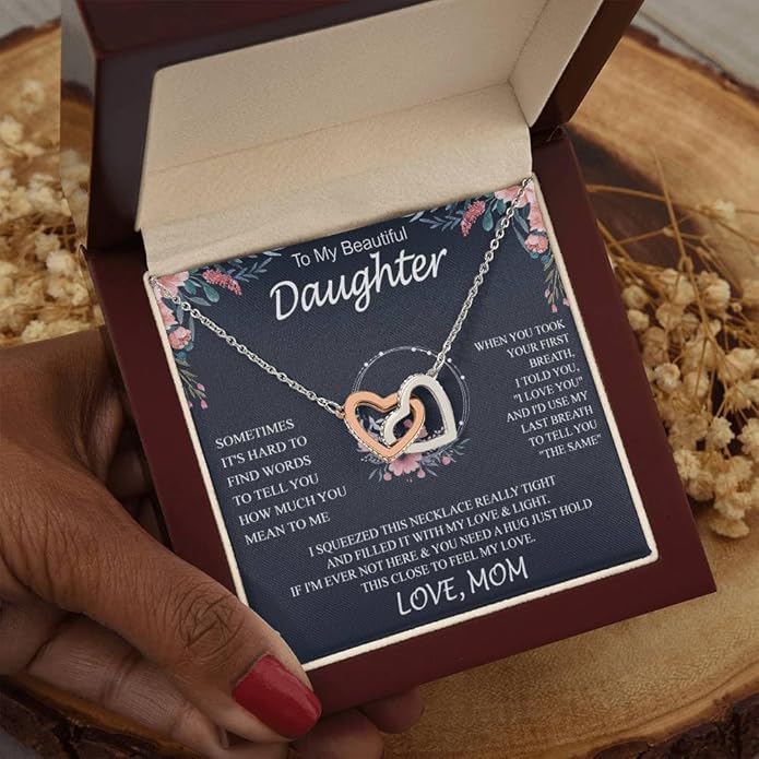To My Daughter Gift Necklace From Dad or Mom - Badass Daughter Jewelry With Heartfelt Message & Elegant Box