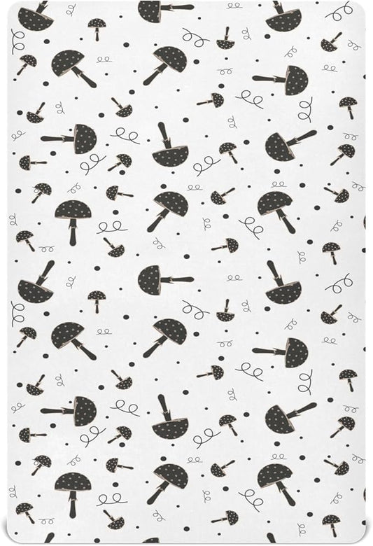 Gothic Mushroom Crib Sheets for Neutral Bassinet Play Sheets,Sheets Toddler Bed Sheets for Baby Boys Girs 39 * 27 * 5in