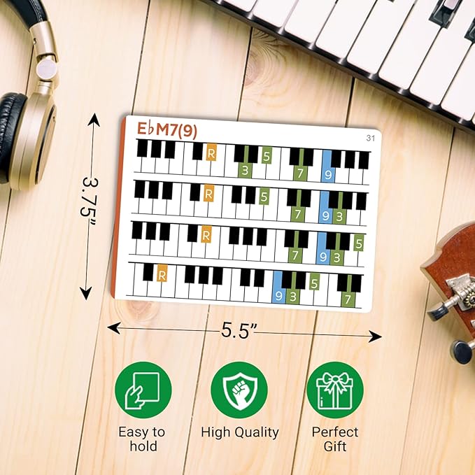 Spedemy Piano Tension Chord Flashcards in Gift Box - Color- Coded Flash Cards for 132 Chords - 11 Frequent Chords, 12 Keys - Fun Educational Flashcards for Piano, Music Learners