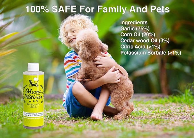 Mama Nature's Mosquito Juice - All Natural, Non-Toxic Mosquito & Tick Spray for Yard - DEET-Free Organic Outdoor Repellent for Lawn, Patio, Garden & Backyard - Safe for Kids, Pets & Plants | Single