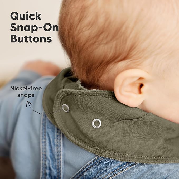 8-Pack Organic Baby Bandana Bibs for Boys, Girls - Super Absorbent Triangle Baby Bibs for Drooling and Teething Infant, 100% Cotton Extra Soft for Newborn, Infant 0-36 Months (Thunder)