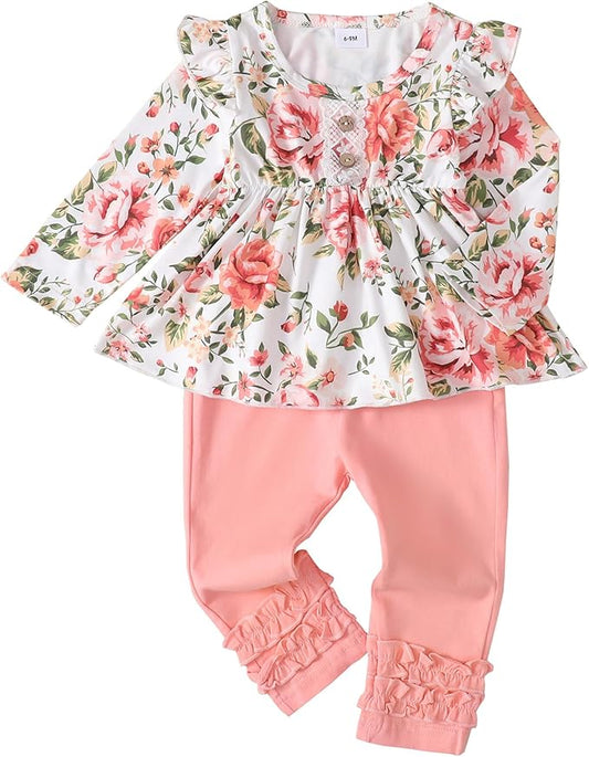 Baby Girl Clothes Toddler Girl Outfits Ruffle Shirt Pants Cute Infant Outfit Set Baby Girl Fall Winter Clothes