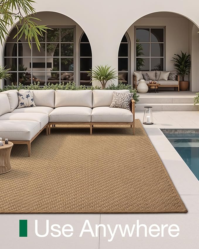 LUMI Jute Area Rug 6x9 for Living Room, Natural Handwoven Rugs Non Slip, Farmhouse Braided Carpets No Shedding for High Traffic, Dining Room, Indoor, Outdoor, Patio