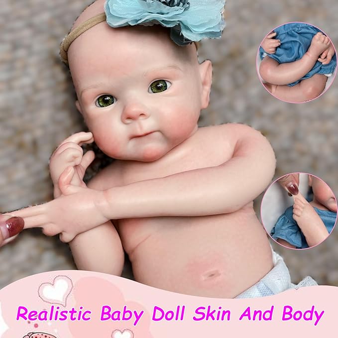 Realistic 18inch Full Silicone Baby Dolls, Real Life Handmade Painted Silicone Reborn Baby Doll Bettie