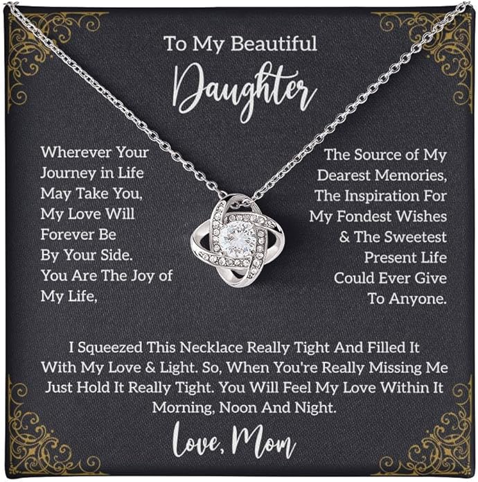 To My Daughter Gift Necklace From Dad or Mom - Badass Daughter Jewelry With Heartfelt Message & Elegant Box