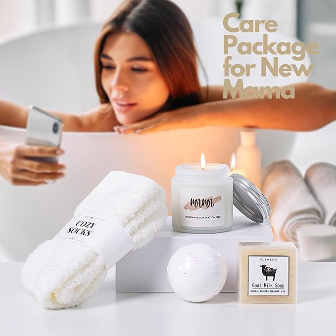 New Mom Care Package After Baby, 6pcs New Mom Gifts Set After Birth, Postpartum Gifts for Mom, After Birth Postpartum Essentials for Mom Kit, Pregnancy Gifts for First-Time Moms, Expecting Mom